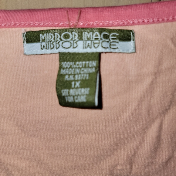 Womens plus sz 1X tank Top Mirror Image Shirt tropical coral orange - Picture 2 of 3
